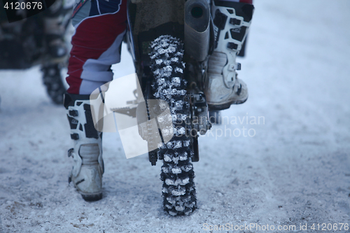 Image of  motocross motorcycle back wheel rear view