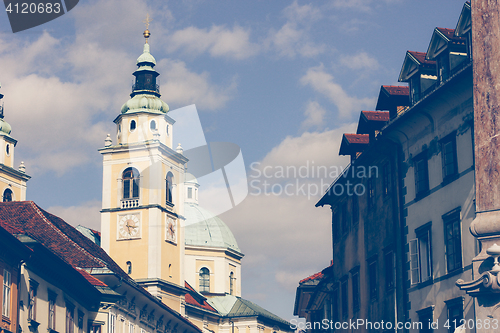 Image of One of the central streets the city Ljubljana, Slovenia