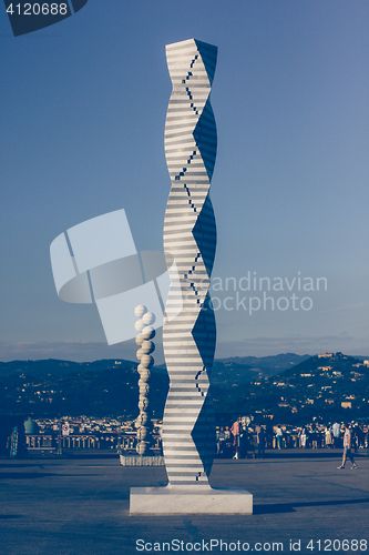 Image of Statues Pillars on the square Michelangelo in Florence