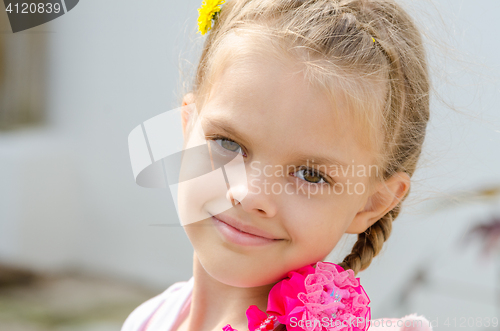 Image of Close-up portrait of a beautiful six year old girl
