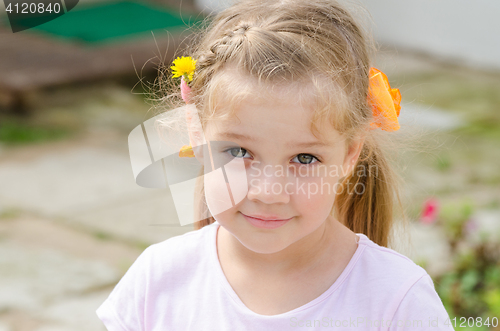 Image of Portrait of a cute four-year girl