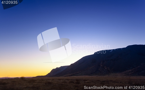 Image of Beautiful sunset with landscape