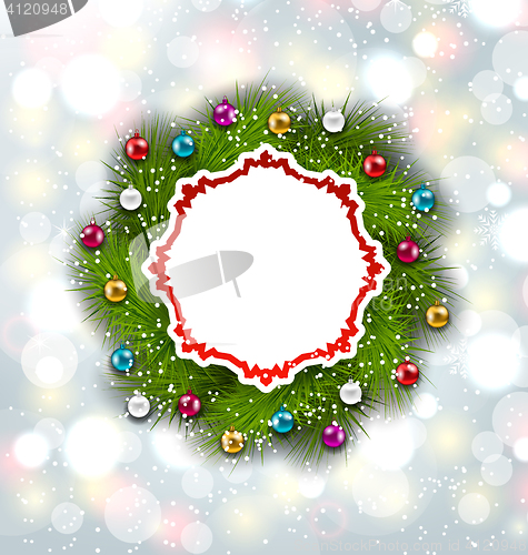 Image of Paper Card with Christmas Wreath and Balls