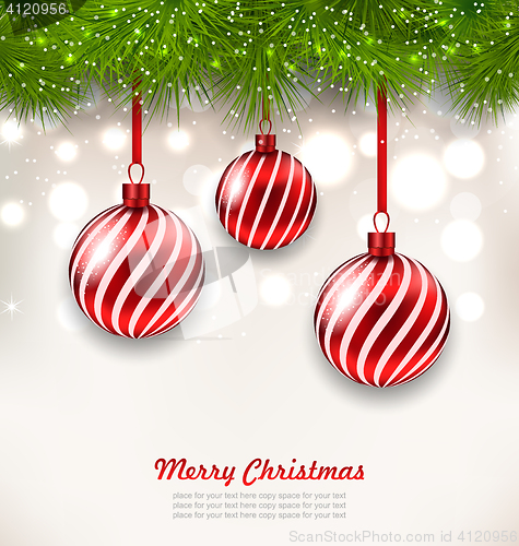 Image of Christmas Background with Glass Hanging Balls