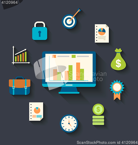 Image of Flat icons concepts for business, finance, strategic management,