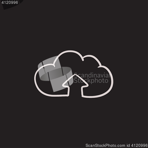 Image of Cloud with arrow up sketch icon.