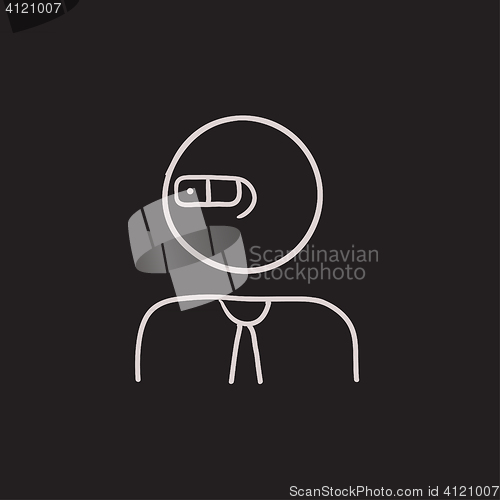 Image of Man in augmented reality glasses sketch icon.