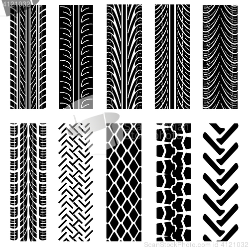 Image of Set of detailed tire prints, illustration