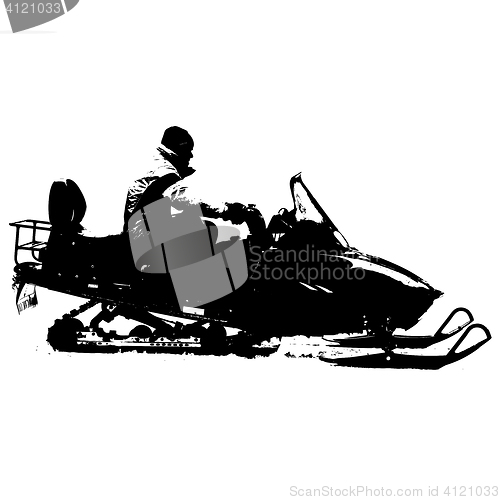 Image of Silhouette snowmobile  on white background. illustration