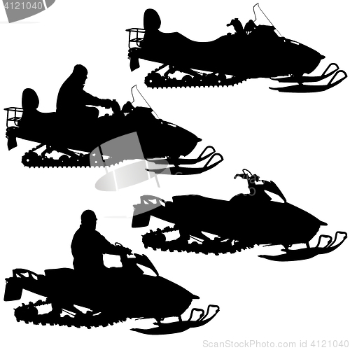 Image of Silhouette snowmobile  on white background. illustration