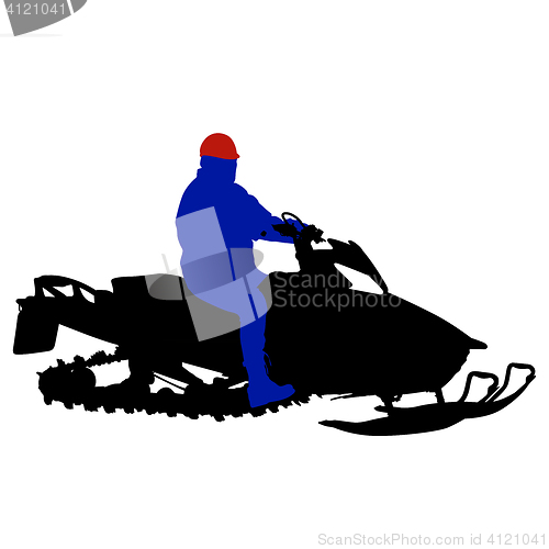 Image of Silhouette snowmobile  on white background. illustration