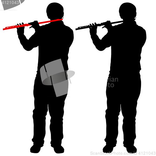 Image of Silhouette of musician playing the flute.