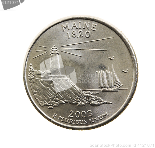 Image of coin in a quarter of the US dollar