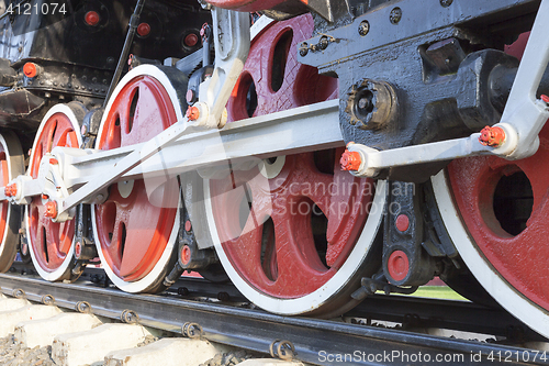 Image of old steam locomotive close up