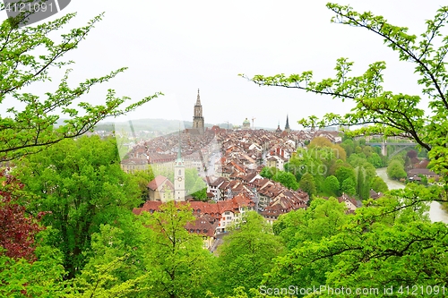 Image of Rainy Bern view from the rose garden