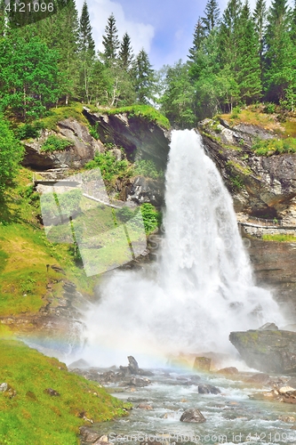 Image of Steinsdalsfossen waterfall with a rainbow