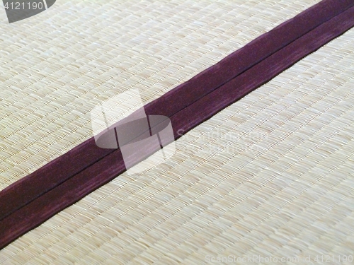 Image of Tatami mat closeup with violet edging (heri).