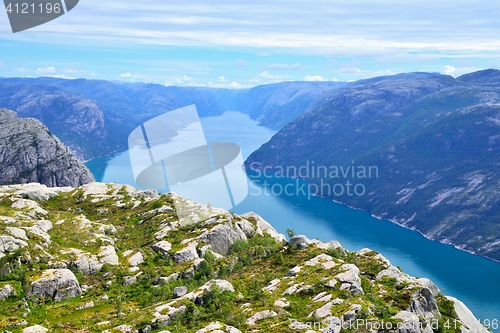 Image of Norway fjord: a view from the pupit rock