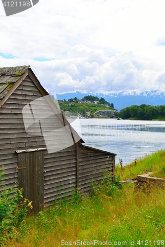 Image of Barn by the shore in Norheimsund, Norway.