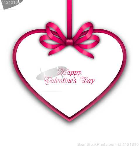 Image of  Celebration Card in form Heart with Ribbon for Valentines Day