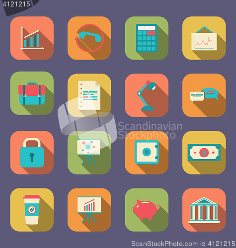 Image of Set flat icons of web design objects, business, office and marke