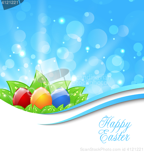 Image of Spring Background with Easter Colorful Eggs