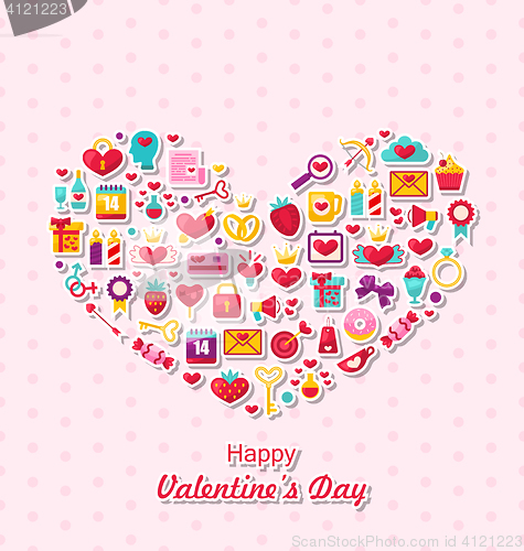 Image of Collection of Modern Flat Design Icons for Happy Valentine\'s Day
