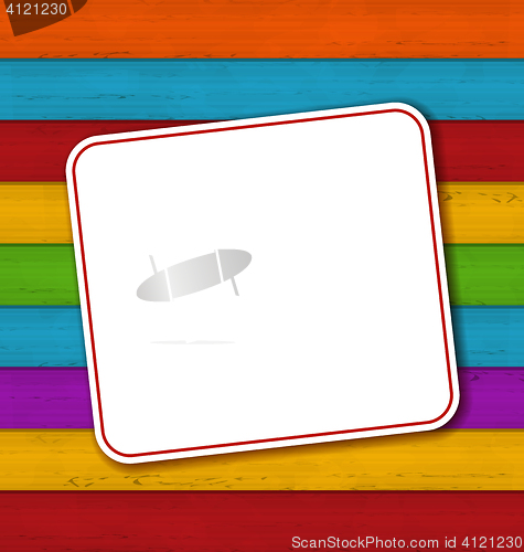 Image of Celebration card on colorful wooden background