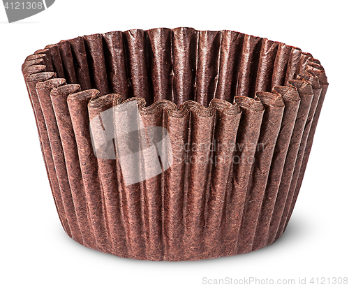 Image of Stack of brown paper cups for baking muffins