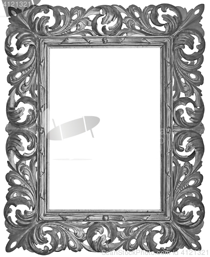 Image of Vintage silver plated wooden frame Isolated with Clipping Path