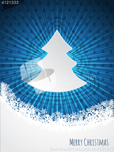 Image of Blue christmas bursting greeting card design