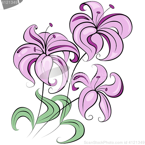 Image of Illustration - stylized bouquet of flowers similar to lily