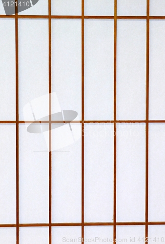 Image of Shoji closeup. Japanese sliding door with paper panel.