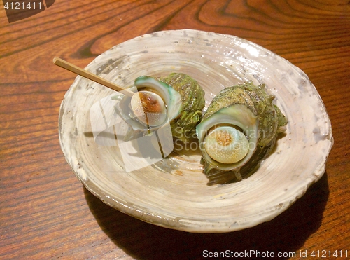 Image of Boiled Japanese mollusk on a plate