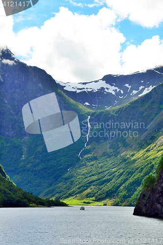 Image of Waterfall at Naeroyfjord in Norway