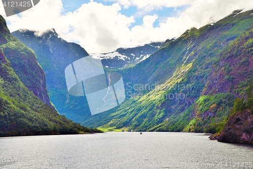 Image of Naeroyfjord in Norway. Unesco World Heritage site.