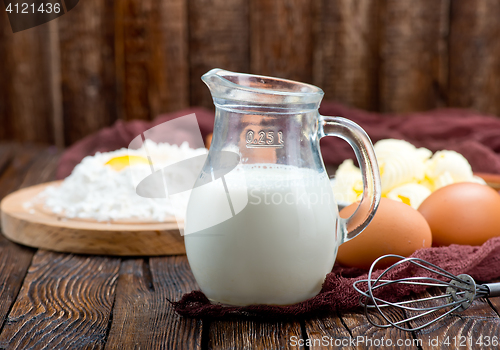 Image of flour,milk, butter and eggs