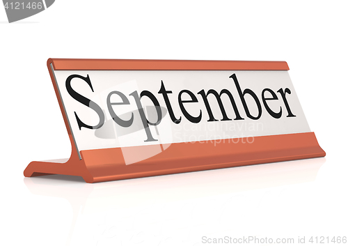 Image of September word on table tag isolated
