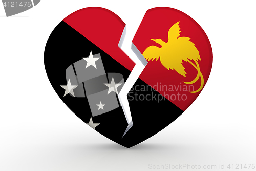 Image of Broken white heart shape with Papua New Guinea flag