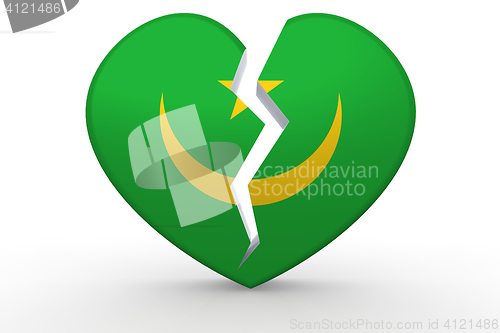 Image of Broken white heart shape with Mauritania flag