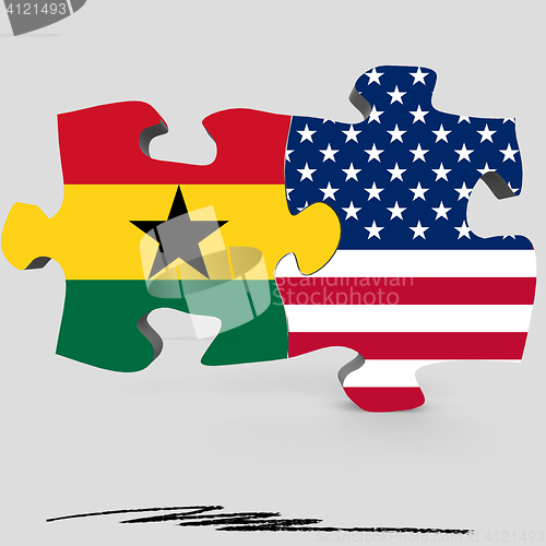 Image of USA and Ghana flags in puzzle 