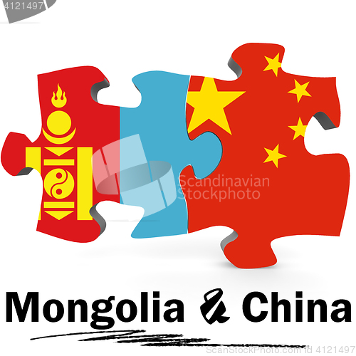 Image of China and Mongolia flags in puzzle 