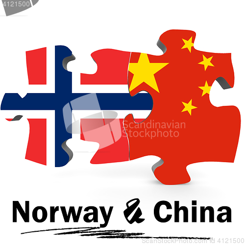 Image of China and Norway flags in puzzle 