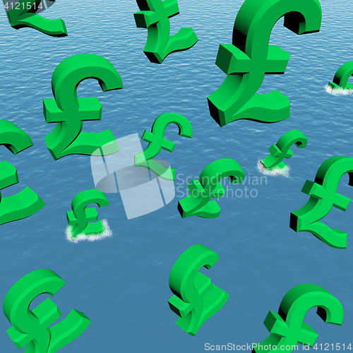 Image of Pounds Dropping In The Sea Showing Depression Recession And Econ