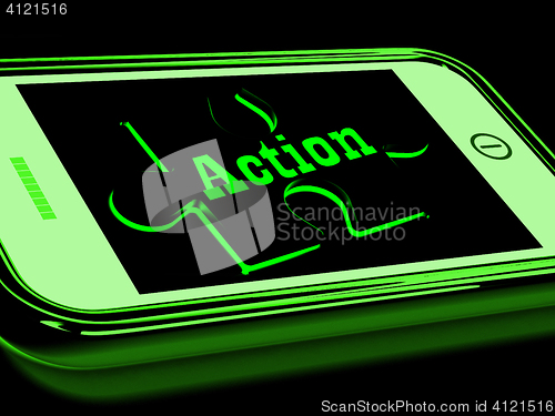 Image of Action On Smartphone Showing Urgent Activism