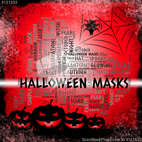 Image of Halloween Masks Indicates Trick Or Treat And Autumn