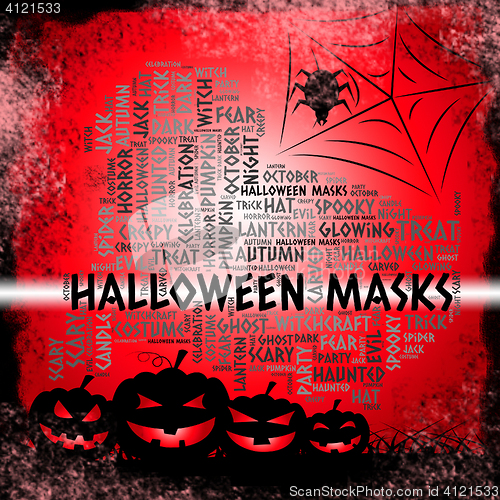 Image of Halloween Masks Indicates Trick Or Treat And Autumn