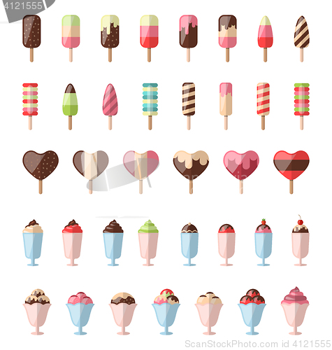 Image of Collection Different Colorful Ice Creams