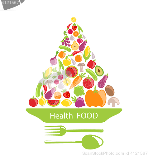 Image of Pyramid of Vegetables and Fruits