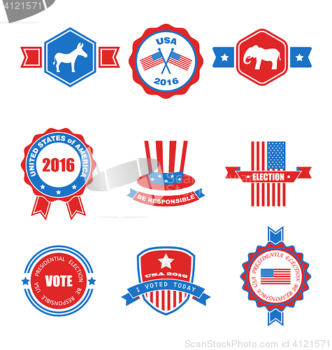 Image of Set of Various Voting Graphics Objects and Labels, Emblems, Symbols